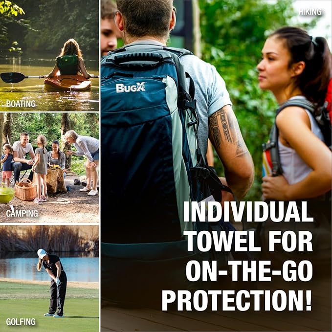 CoreTex Bug X FR DEET-Free Insect Repellent Wipes with Resealable Travel Bag - Pack of 15 Single-Use, Naturally Derived Geranium Oil Bug Wipes - Protects Against Flies, Fleas & Mosquitoes