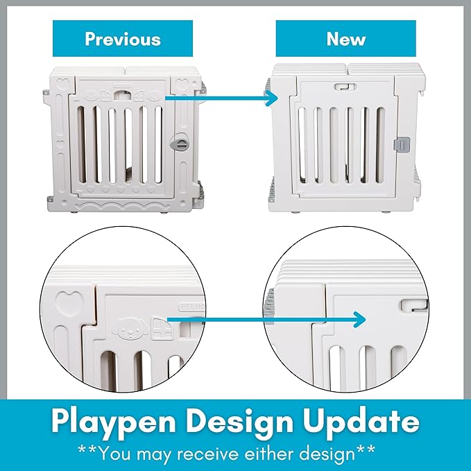 BIRDROCK HOME Pet Playpen with Door | 12 Panel | Strong Plastic | Puppy Safety Fence Pen Playpen | Non-Slip and Secure Dog Gate | White