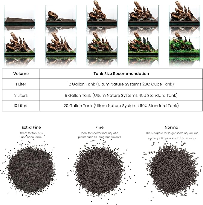 Ultum Nature Systems Controsoil - Freshwater Aqua Soil Substrate for Fish, Shrimp, Live Plant Propagation and Aquascaping - 6.8pH Low Ammonia, Volcanic Ash - Black, Normal (3 Liter | 6LB)