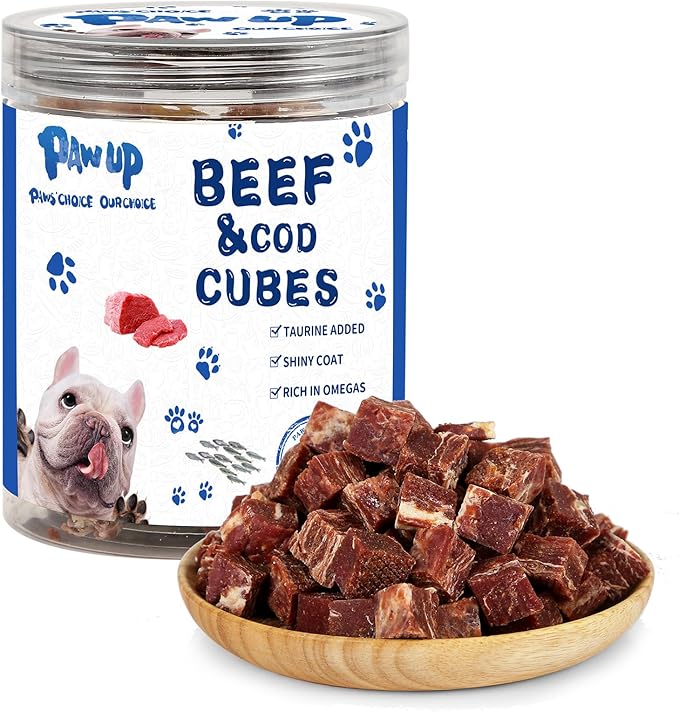 Dog Treats Training Rewards, Beef Cod Cubes, 1% Taurine Added, 12.5 oz, Rawhide Free, Grain Free, Low Fat Dog Training Rewards and Snacks, No Additives