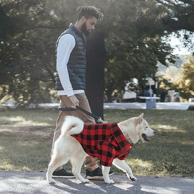 Plaid Buffalo Dog Outfit - Soft Casual Clothes for Small, Medium, Large Dogs and Puppies - Red, Halloween, Thanksgiving, Christmas Costume (M)