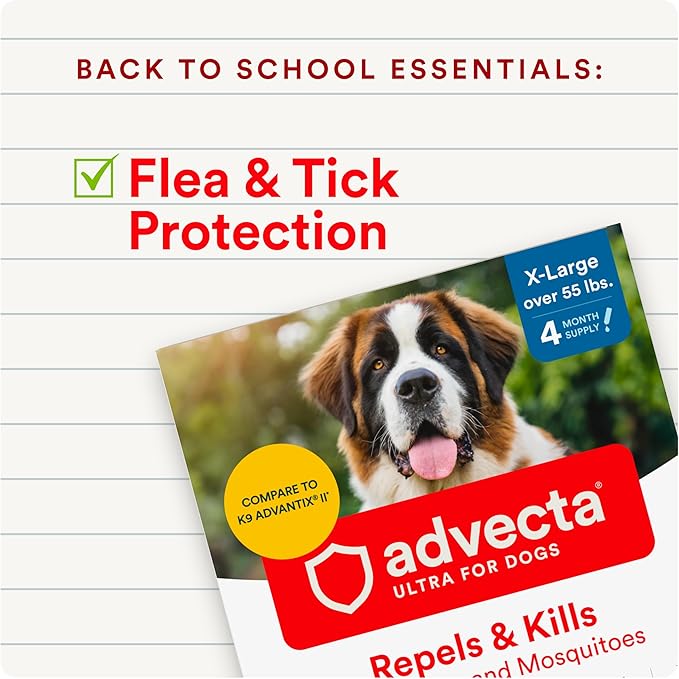 Ultra Flea and Tick Prevention for Dogs - Dog and Puppy Treatment and Control - Mosquito Repellent - XL, Fast Acting Waterproof Topical Drops, 6 Month Supply