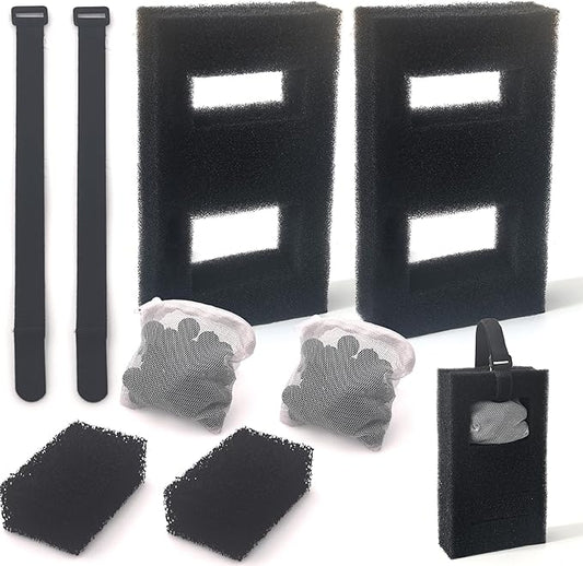 NEWKE 2 Set Aquarium Filter Media Compatible with Fluval SPEC EVO Flex Series, 8 PCS Aquarium Filter Replacement Includes 2 Carbon Media Pad, 2 Foam Filter, 2 Bag Bio Filter Balls & 2 Filter Cord
