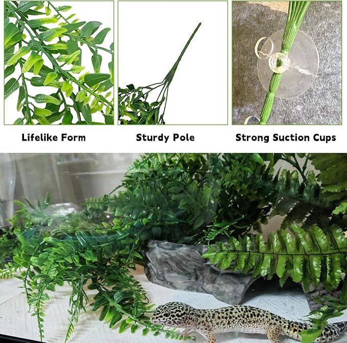 BNOSDM Reptile Vines, Bendable Jungle Climbing Vine with Moss,Terrarium Plants Decor,Artificial Plants Tank Decorations Accessories for Bearded Dragons Chameleons Snakes Lizards Hermit Crabs
