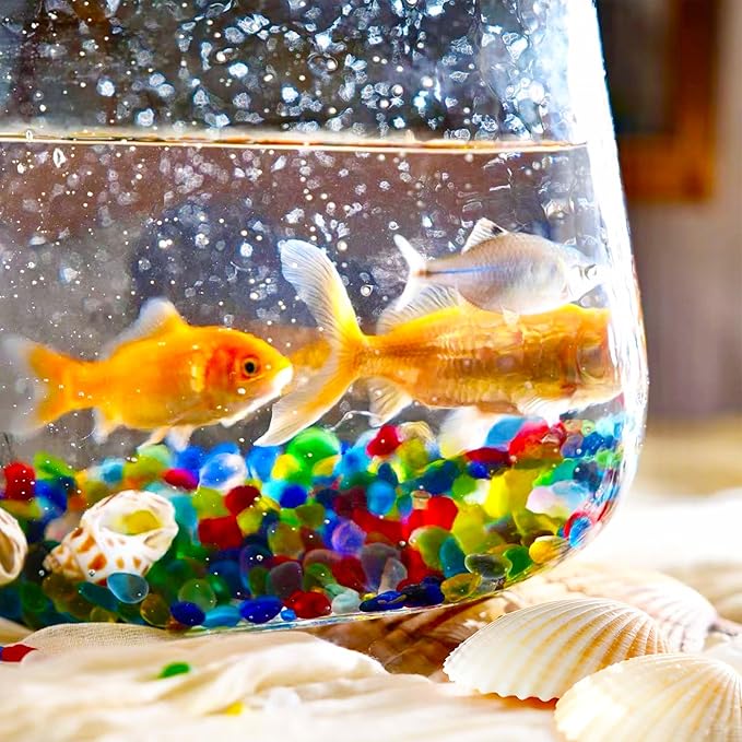 Sea Glass Stones 31oz - Aquarium Rocks & Fish Tank Gravel for Fish Tanks | Vase Fillers, Art & DIY Landscaping with Irregular Gems for Succulents & Terrariums (Colorful, Frosted)