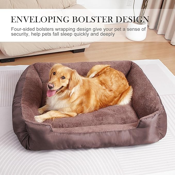 Dog Beds for Large Dogs, Breathable Dog Bed with Durable Fabric, Rectangle Washable Pet Bed, Warming Pet Bolster Couch