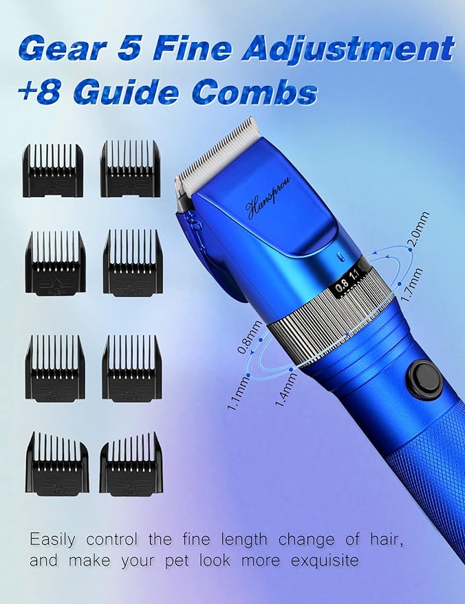 Dog Grooming Clippers, Professional 12V Heavy Duty Pet Clippers, Large Dog Shaver for Thick Coat,Plug-in Pet HairTrimmer with Guard Combs Brush for Dogs Cats