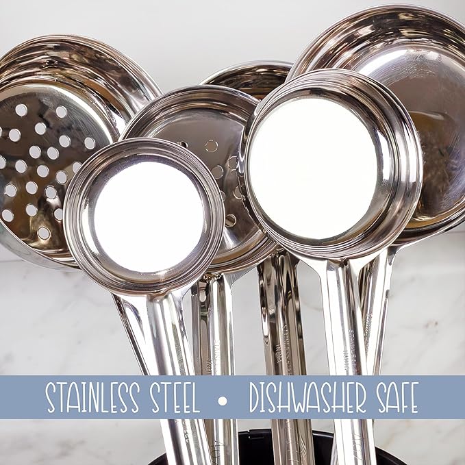 Darware Portion Control Serving Spoons (6-Piece Ladle Set); w 1/4 Cup, 1/2 Cup, 3/4 Cup & 1 Cup (2, 4, 6, 8 oz) & 1/2 & 1 Cup Utensils/Spoodles