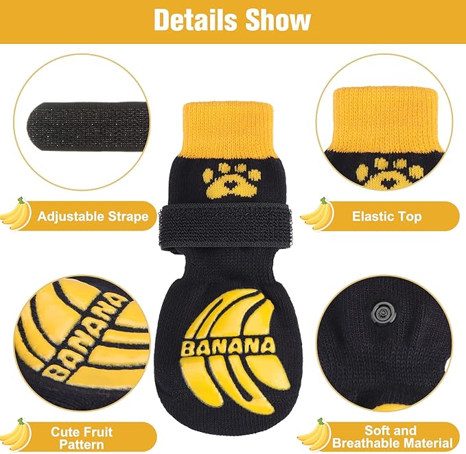 BEAUTYZOO Anti-Slip Dog Socks,Dog Shoes for Hot/Cold Pavement,Paw Protectors with Grips 3 Pairs for Puppy Small Medium Large Senior Old Dogs,Dog Socks to Prevent Licking and Hardwood Floor Protection