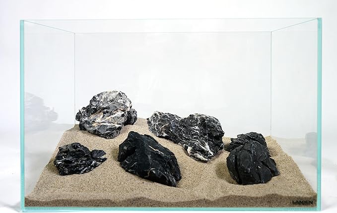LANDEN Dark SEIRYU Stones Natural Rocks(17lbs, 3~11 inches,7-8pcs) for Aquarium, Paludarium, Terrariums, Landscaping Rocks, Decorative Aquarium Rocks