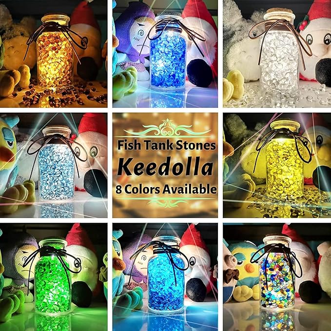 Keedolla Fish Tank Blue Gravel 3 LB Sea Glass Stones Marbles Pebbles Gravel Rock for Aquarium|Fish Tank|Vase|Succulent Plants Decor - Lake Blue