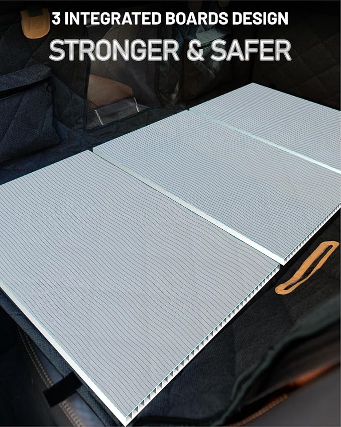 Back Seat Extender for Dog, Waterproof Dog Car Seat Cover for Back Seat, Hard Bottom Car Seat Cover, Large Space Hammock for Full-Size Crewcab Trucks, Pet Seat Cover Holds 450lbs(Black)