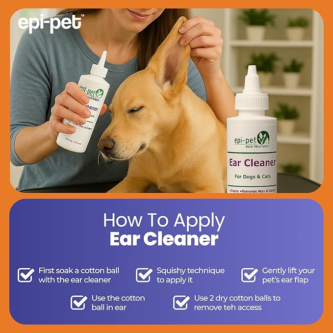 Dog & Cat Ear Cleaner Solution with Aloe Vera & Tea Tree Oil – Removes Itchy Ear Wax, Debris, Odor – Ears Wash, Drops & Flush for Pets, Dog Ears Cleaning, Cat Cleaner (4 oz- Pack of 2)