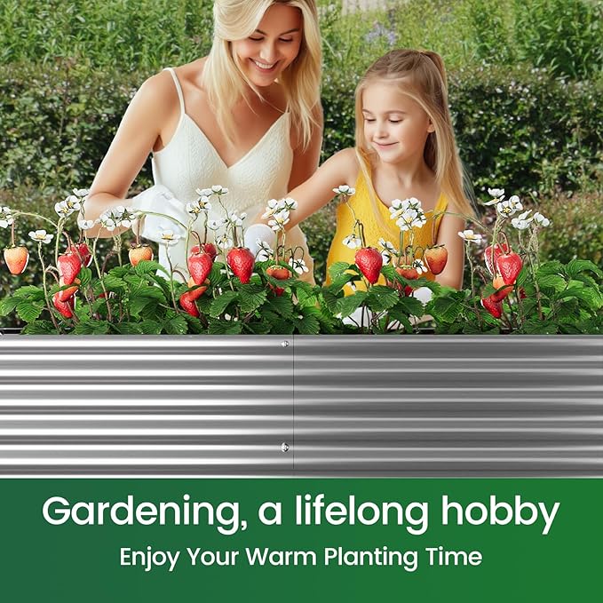 BTDVR 2PCS Galvanized Raised Garden Bed Outdoor, Metal Raised Beds for Vegetables, Above Ground Garden Box for Flower, Steel Garden Bed for Gardening - 65x20 inch