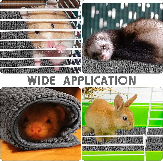 Amylove 4 Pcs Guinea Pig Cage Liner Guinea Pig Bedding Washable Fleece Pee Pads Reusable Small Animals Training Mat Small Animal Sleeping Bed for Bunny Hamster(Dark Gray,16 x 24 Inch)
