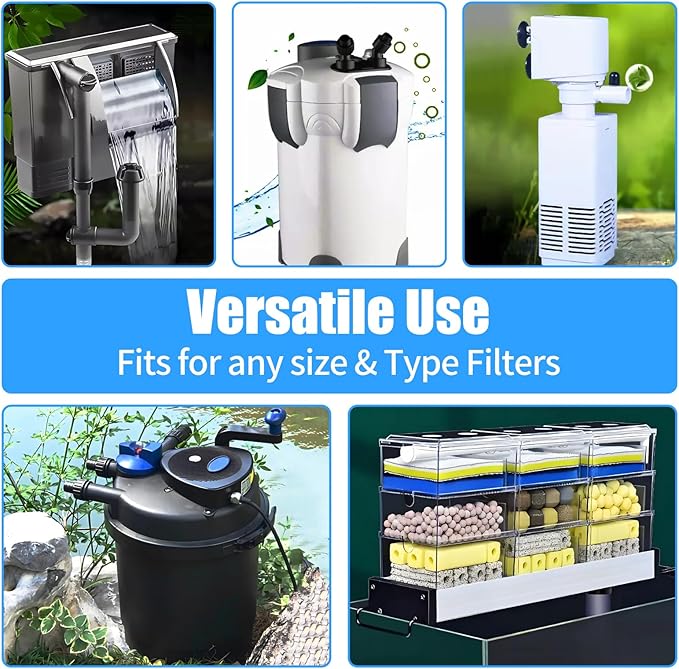 AQUANEAT 2 Pack Aquarium Bio Sponge Filter Media Pad Cut-to-Size Open Cell Foam Sheet for Fish Tank Sump (9" x 9" x 1")