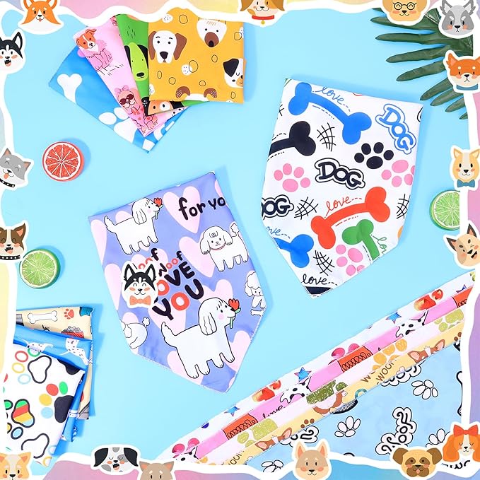 Dog Bandanas Bulk, Adjustable Cat Outfit, Pet Bibs Colorful Triangle Scarf Pet Bandanas for Medium Large Dogs Birthday Costume Decoration (30PCS_Classic)