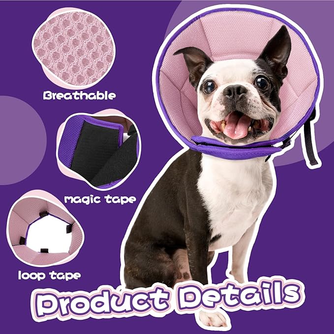 Dog Cone for Large Dogs After Surgery, Soft Dog Cone Collar for Dogs to Stop Licking, Adjustable Comfy E-Collar Alternative Lightweight Post-Surgery Recovery Elizabethan Collar for Pet