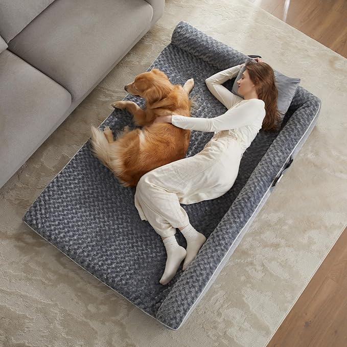 BFPETHOME Orthopedic Dog Beds for Extra Large Dogs, Waterproof Sofa XXL Dog Bed with Sides, Non-Slip Bottom and Egg-Crate Foam Big Pet Couch Bed with Washable Removable Cover,Pet Bed for Large Dogs