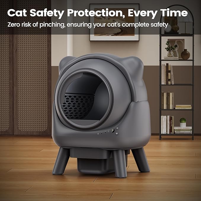 Automatic Cat Litter Box for Cats, Self Cleaning Litter Box, 65L Robot with APP Control, Safety Protection, 1 Roll Garbage Bags