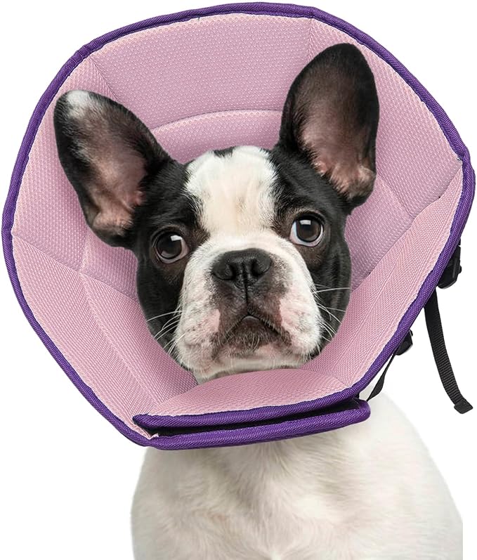 Dog Cone Collar S, Soft Cones for Large Medium Small Dogs,Adjustable Dog Cone Alternative to Stop Licking, Comfy Elizabethan Collar for After Surgery Wound Healing & Hot Spots Purple