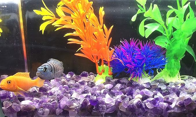 WAYBER 2 Lbs/920g Natural Purple Amethyst Quartz Crystal Stones Irregular Decorative Pebble Rock Sand for Aquarium/Fish Turtle Tank/Vase Fillers/Air Plants/Succulent Plants Decor (Fill 2 Cups)