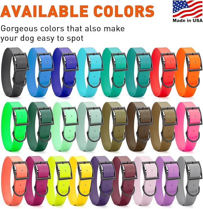 Dogline Biothane Waterproof Dog Collar Strong Coated Nylon Webbing with Black Hardware Odor- Proof for Easy Care Easy to Clean High Performance Fits Small Medium or Large Dogs, Violet Purple