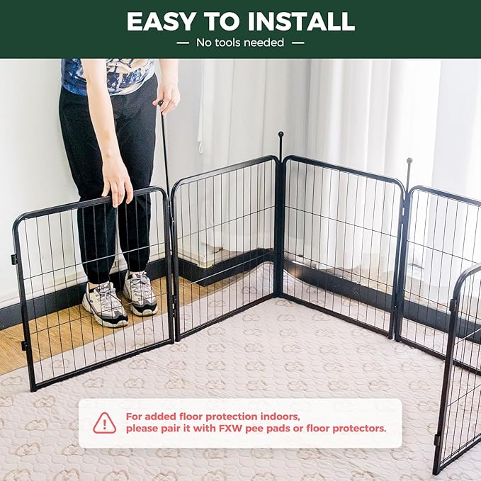FXW Rollick Unleashed Dog Playpen for Indoor, Yard, RV Camping, 24 inch 32 Panels for Small and Puppy Dogs, Black│Patented