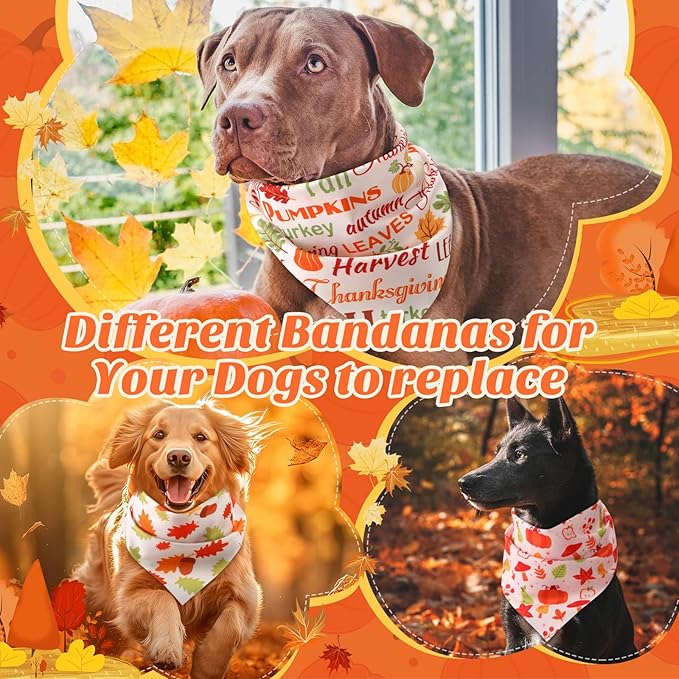 Abbylike 50 Pcs Fall Dog Bandanas Bulk Pumpkin Bandanas for Dogs Triangle Kerchief Bibs Scarf for Small Medium Large Pets Autumn Thanksgiving Costume Accessories, 25 Styles (31.5 x 21.7 x 21.7 Inch)
