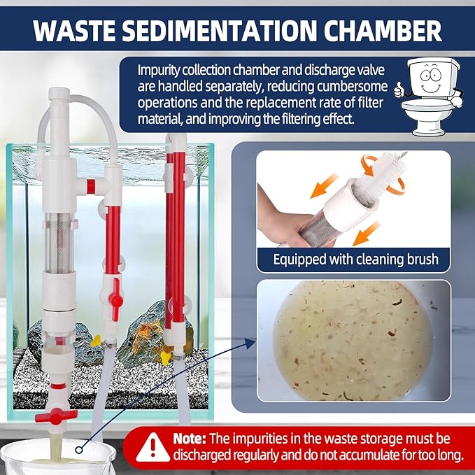 hygger Aquarium Overflow Filter with Waste Collection Separator, External Hanging Filter Accessory, Fish Tank Siphon Filtration System for Saltwater Freshwater Tank Greater Than 15 in Height