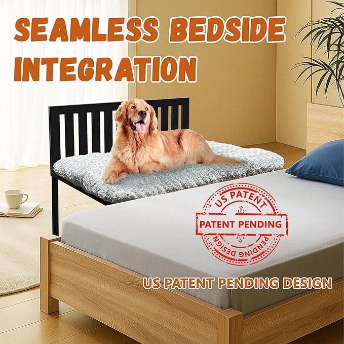 Beside Dog Bunk Beds for Large Dogs,Metal Dogs Bed Frame with Removable Cushion - Large