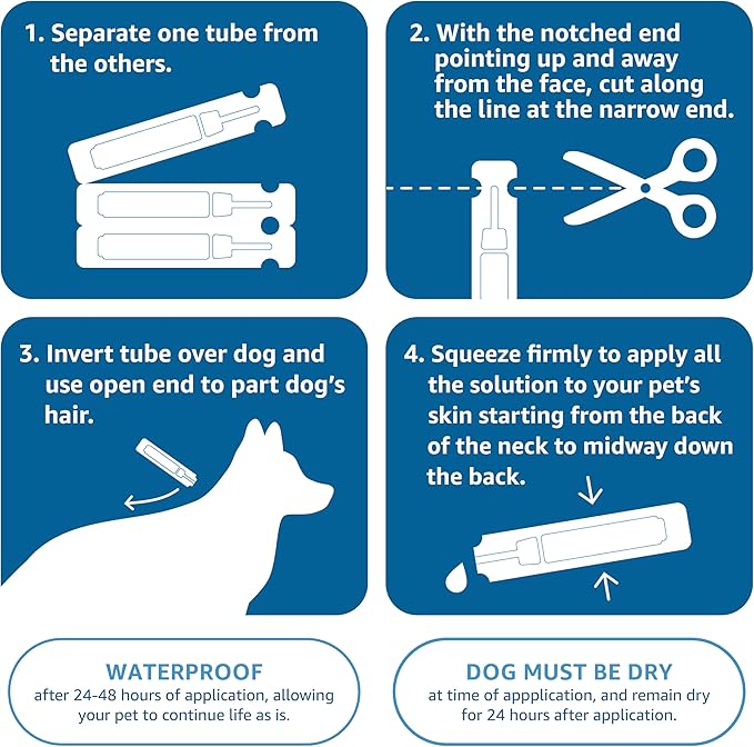 Amazon Basics Flea and Tick Topical Treatment for Medium Dogs (23-44 Pounds), 3 Count (Previously Solimo)