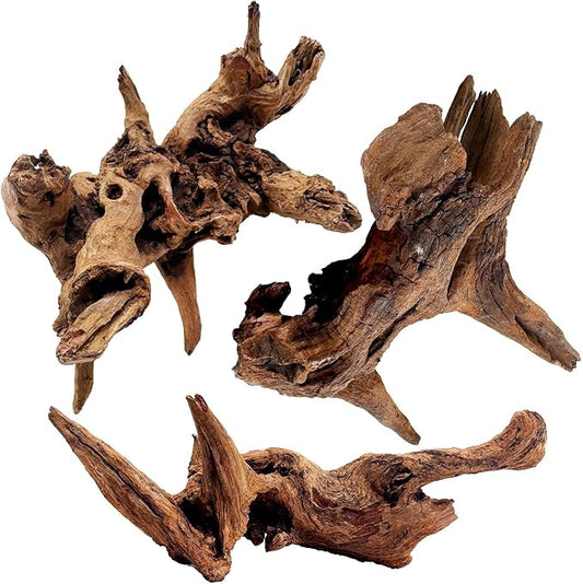 kathson Natural Driftwood for Aquarium Decor, 3-Piece 9''-15'' Large Driftwood for Decorations on Fish Tank, Reptiles Bearded Dragon Terrarium Ornament Accessories or Air Plants