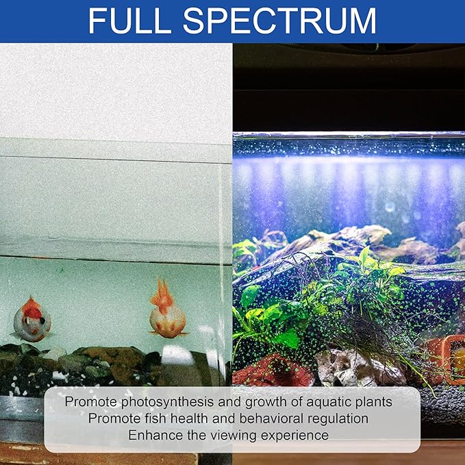 Led Aquarium Light, Full Spectrum Fish Tank Lights, 40 Gallon Freshwater Fishtank Hood Lighting for Grow Fish, Plants, Adjustable from 36 to 44 Inch