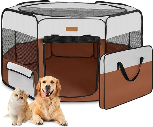 Dog Playpen, Portable Pet Play Pen for Cat, Puppies, Rabbits, Chickens, Foldable Large-Capacity Pet Tent for Indoor/Outdoor Travel Camping (Size XL Without Carry Bag)