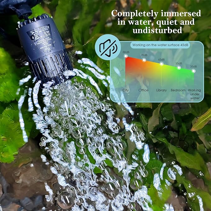 AQQA Aquarium Wave Maker,3W/5W/10W/15W Suction Cup Fish Tank Single Powerhead Pump，110V/60Hz Ultra Quiet Submersible Circulation Pump,360°Adjustable For Freshwater Saltwater Black