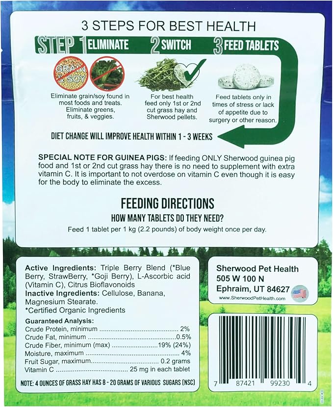 Tripleberry Vitamin C and Bioflavonoids by Sherwood Pet Health (100 Tablets - 60 Grams)