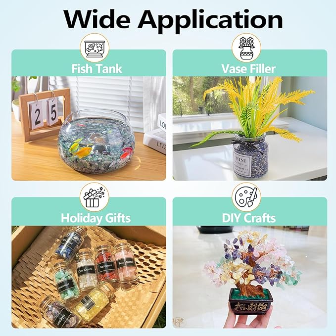 Lapis Lazuli Crystals Chips Aquarium Gravel Rocks 3 Lbs, Natural Gemstones Healing Reiki Crystals Polished Tumbled Crushed Rocks Quartz Vase Filler Fish Tank Gravel Home Decoration