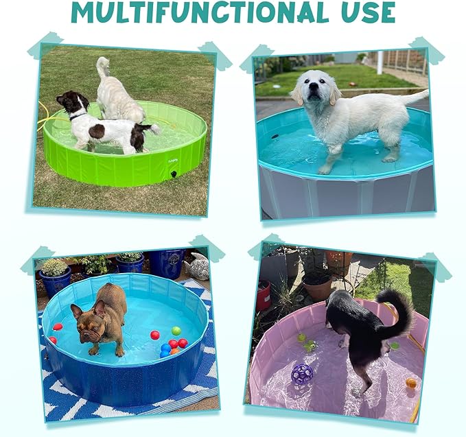 Furrybaby Dog Pool Foldable Dog Pools for Large Dogs with Hard Plate Collapsible Pet Bath Pool Kiddie Grey 63''