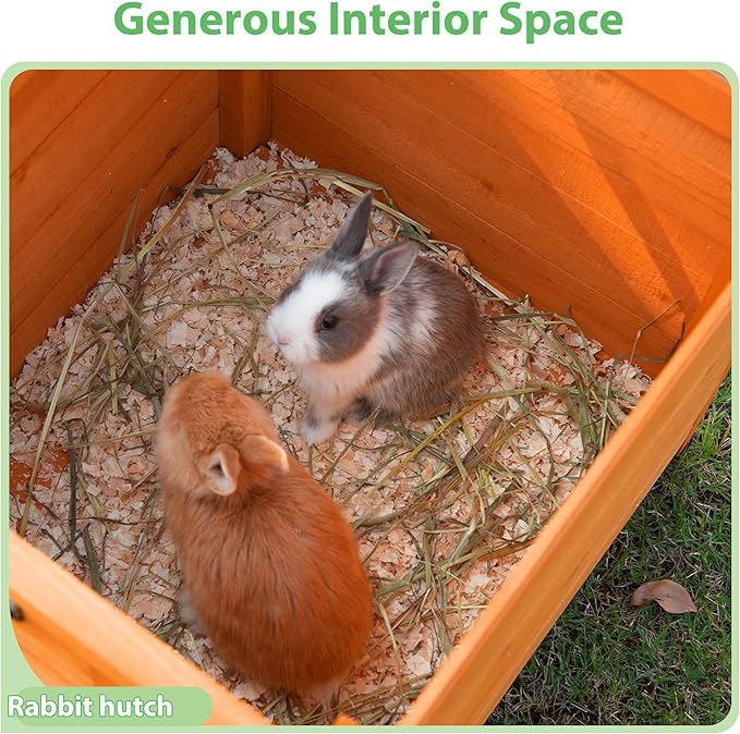 Coziwow Rabbit Hutch, Outdoor Cat House Weatherproof, Bunny Cage Indoor with Openable, Portable Small Animals Shelters with Nonslip Ramp for Hideout Rabbits/Feral Cats/Chicken/Small Animals-Orange