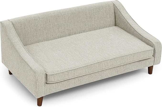 Dog Sofa Couch for Medium to Large Dogs, Durable Pet Sofa with Washable Fabric, Elevated Mini Dog Bed with Wooden Legs for Medium and Large Dogs, Beige