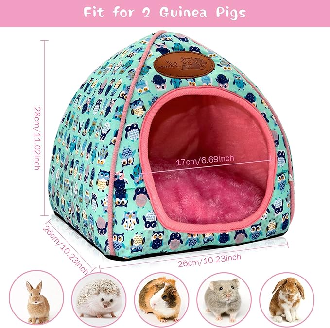 BWOGUE Guinea Pig House Bed Cozy Hamster Cave Large Hideout for Dwarf Rabbits Hedgehog Bearded Dragon Winter Nest Hamster Cage Accessories