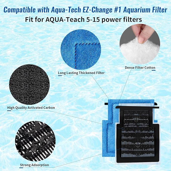 10 Pack Aquarium Filter Cartridge for Marineland Rite-Size C, Fish Tank Filters for Aqua-Tech EZ-Change #3 20-40 & 30-60 Power Filter and for Marineland Penguin PRO Power Filters 275/375