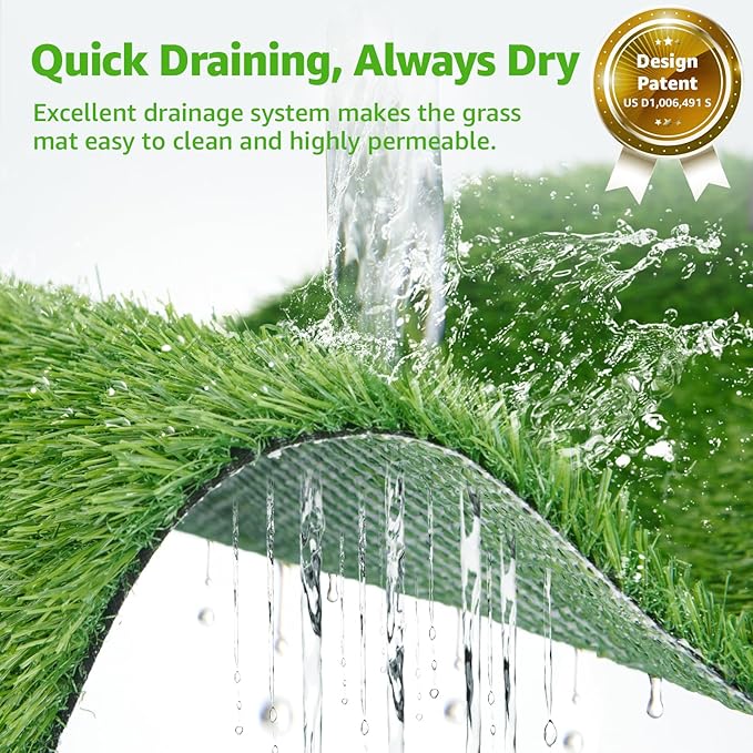 Dog Grass Large Potty Patch, Dog Litter Boxes Artificial Grass Bathroom Turf for Pet Training, Washable Puppy Pee Pad, Perfect Indoor/Outdoor Portable Potty Pet Loo (Tray system-41"X26.8")