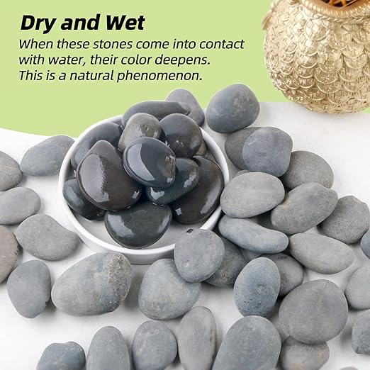 45LB River Rocks,Mexican Beach Pebbles for Plants,Potting,Garden Landscape Stone Paving Stone Grey 1Inch - 2Inch…