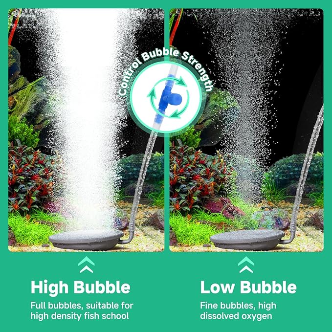 hygger Aquarium Air Stone, 3.1 Inch Fish Tank Bubbler Stone Kit Makes Super Tiny Bubbles, Ultra-High Dissolved Airstone with Stainless Steel Base Aquarium Fish Tank and Hydroponic