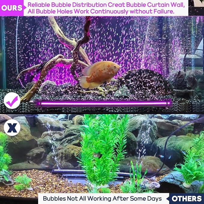 Submersible Bubble Aquarium Light：Multicolor RGB Fish Tank Light with Remote Timer & Adjustable Brightness for Pet Plants Grow - Waterproof Submersible Led Lights for 5-10In Saltwater Tanks