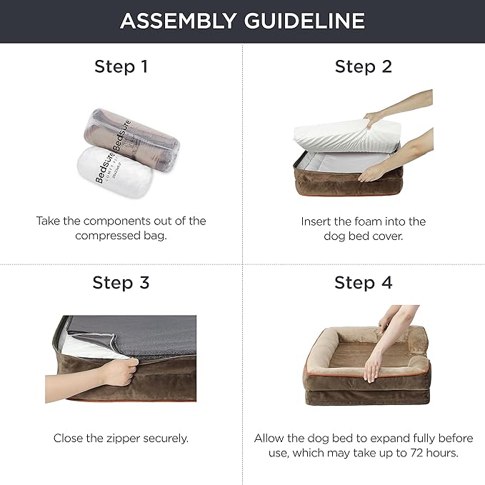 Bedsure Orthopedic Dog Beds for Small Dogs - Washable Small Dog Cat Bed Waterproof, Comfort Pet Couch Sofa with Washable Removable Cover, Pets Bed with Nonskid Bottom, Brown, 24"