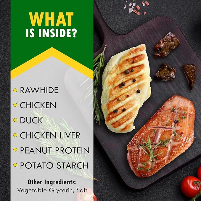 Dog Treats Rawhide Sticks Wrapped with Chicken 11 oz - Pet Natural Chew Treats - Grain Free Meat & Human Grade Dried Snacks - Best for Small & Large Dogs