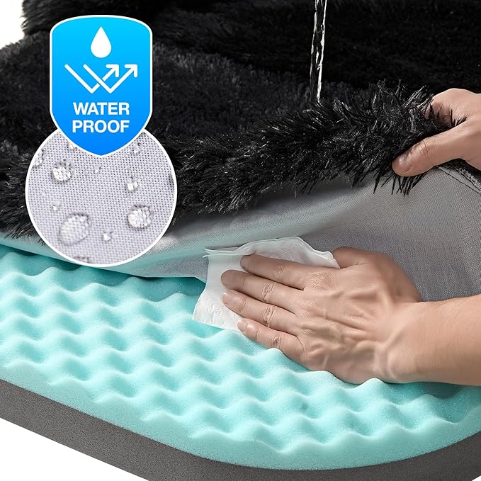 EHEYCIGA Foldable XXL Dog Bed, Faux Fur Fluffy Pet Couch Bed for Extra Large Dogs, Orthopedic Calming Memory Foam Big Pet Bed, Washable Soft Pet Sofa Bed with Non-Slip Bottom, Black, 54"x38"x7.5"